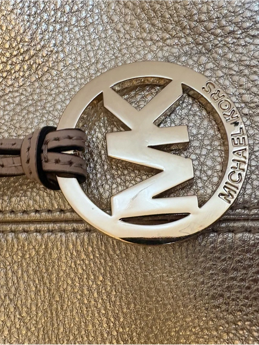 Michael Kors Metallic Gold Leather Tote with Beige Straps